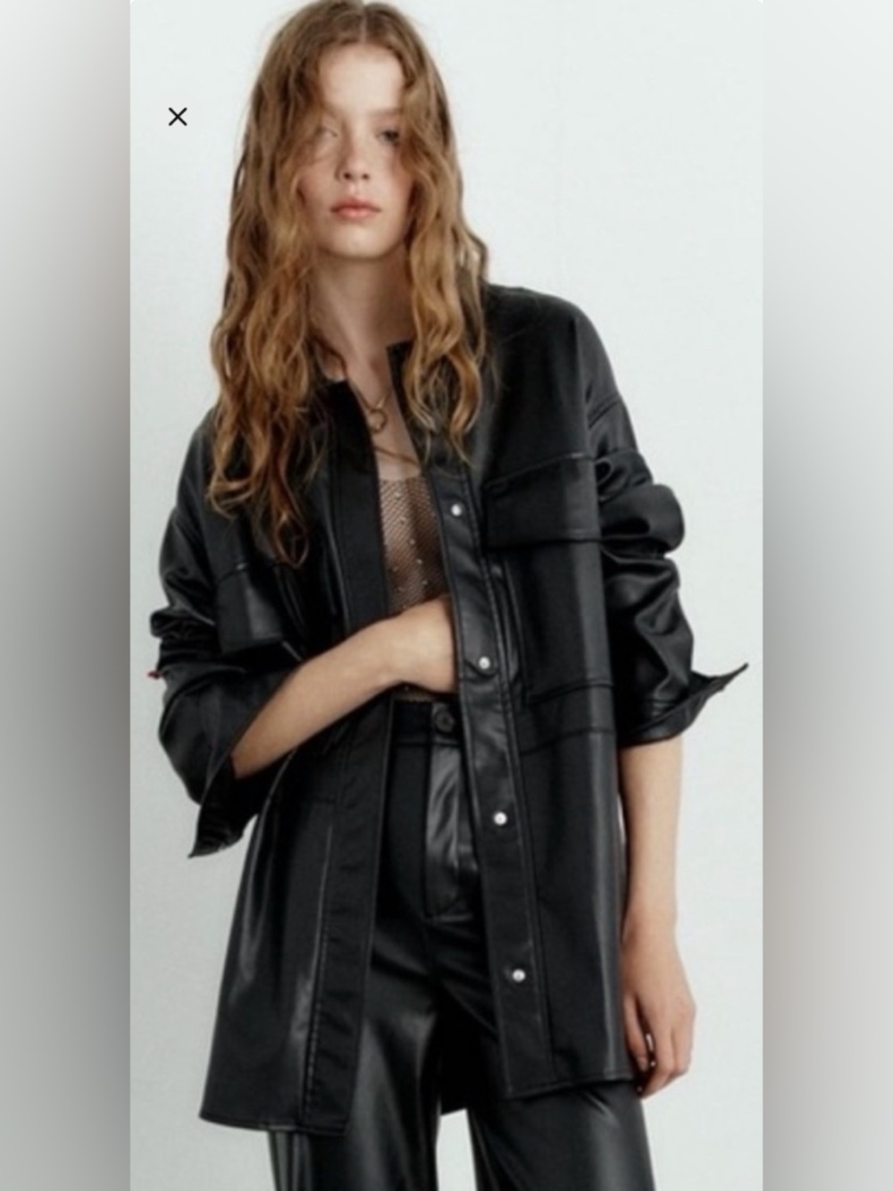 Zara Faux Leather Shirt jacket Shacket